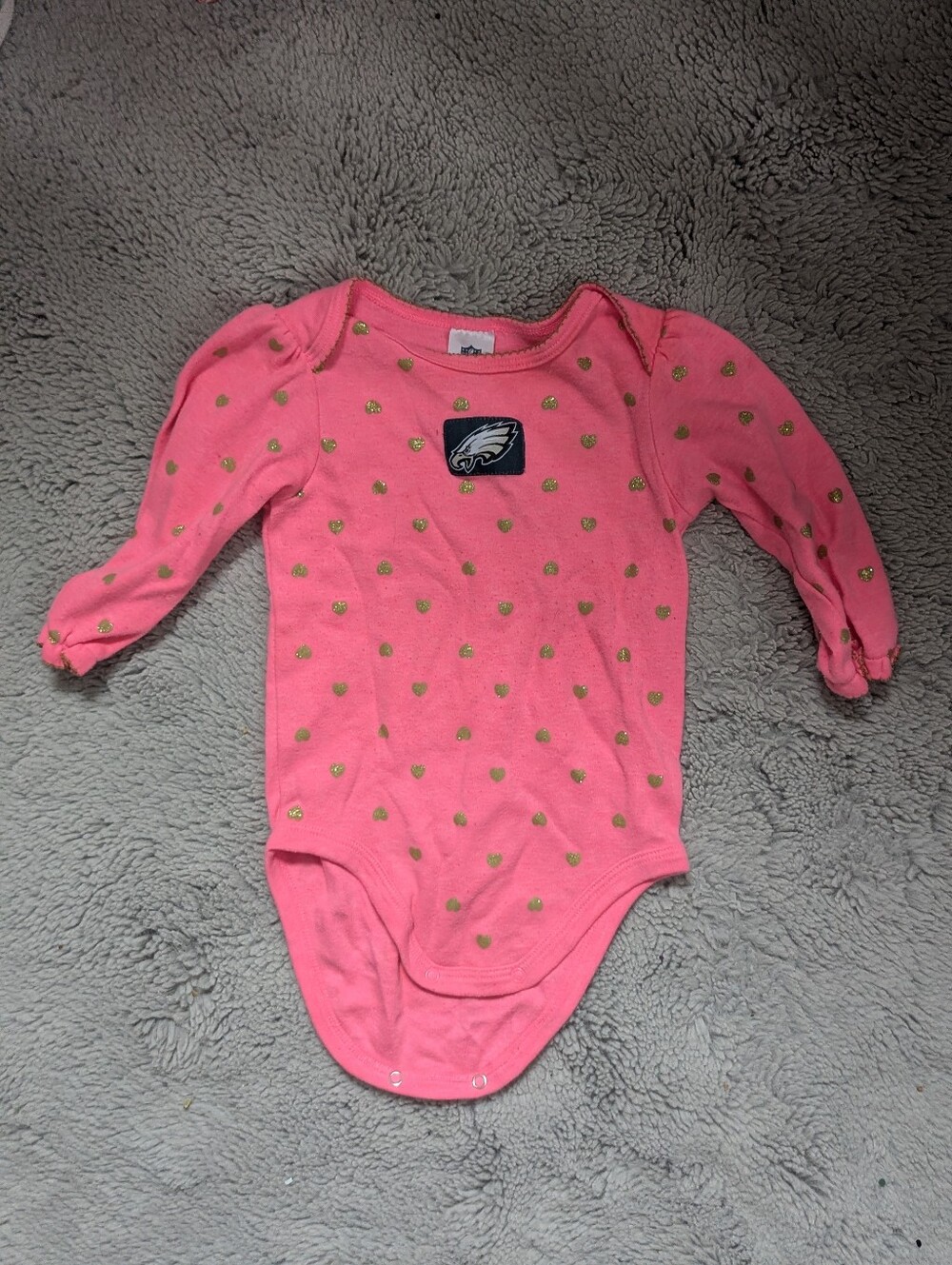 NFL Baby Girl's Pink Philadelphia Eagles Long Sleeve Bodysuit | 6-12M